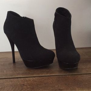 Black faux suede booties